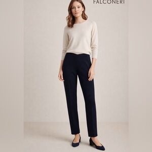 Falconeri Fine Knit Merino Wool 100% Straight Leg  Pants in Black , size M